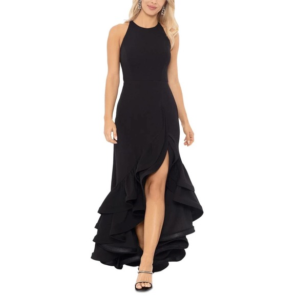 Betsy & Adam Dresses & Skirts - Betsy & Adam Hi Low Black Ruffle Gown 2 NWOT